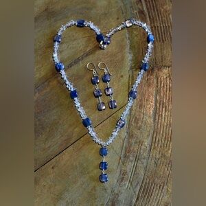 Crystal Chips with Blue Kyanite Jewelry Set